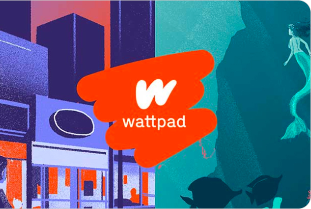 presentation de la plateforme wattpad, logo avec fond coloré